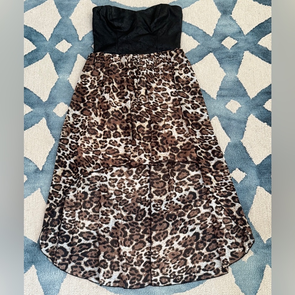 Paper Doll Leopard Print Strapless Dress - Size 5